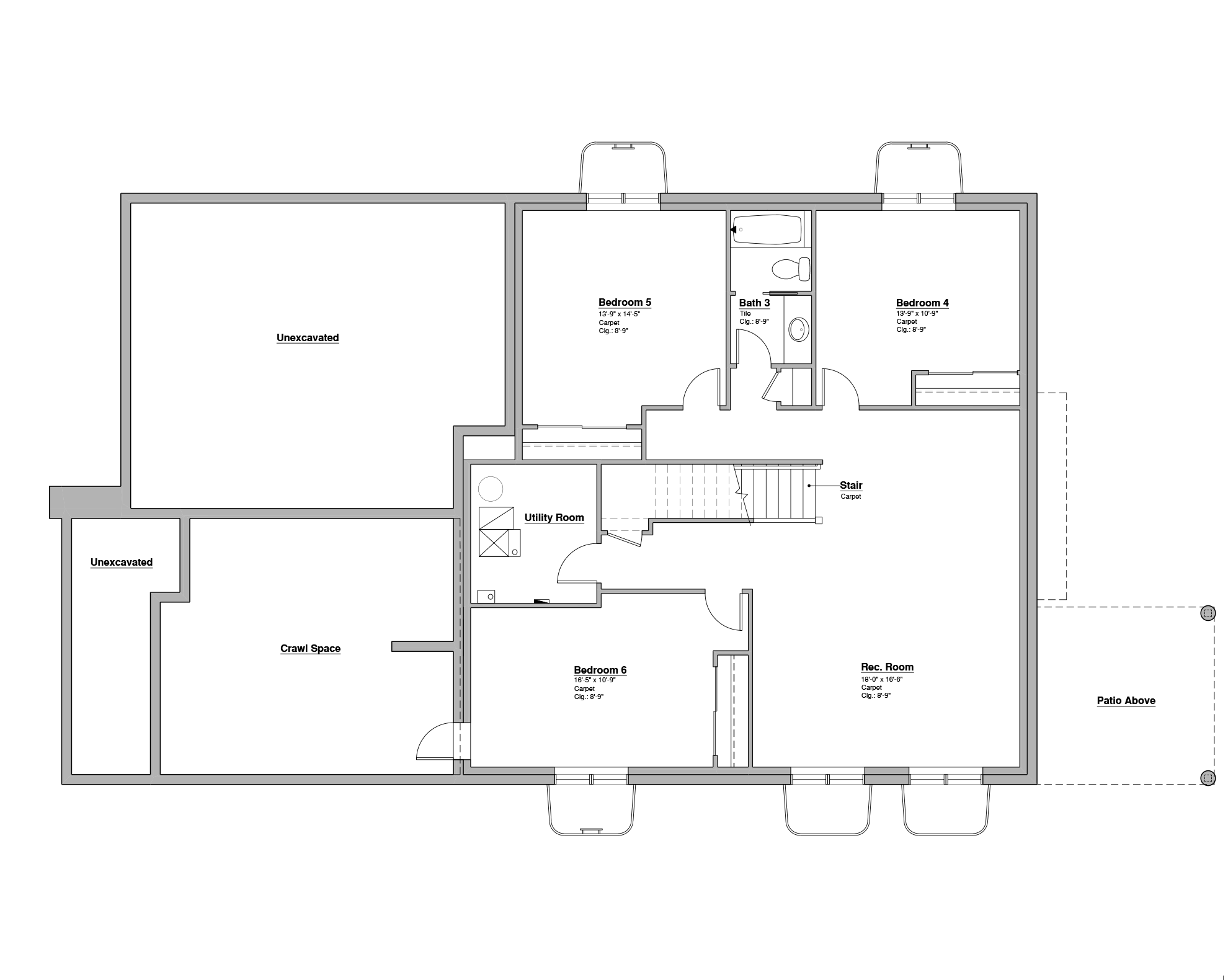 2000 Ranch Front Load Modern Prairie Finished Basement