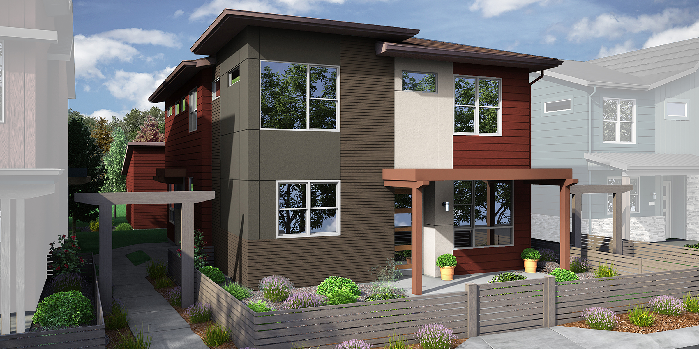 Two story triplex exterior