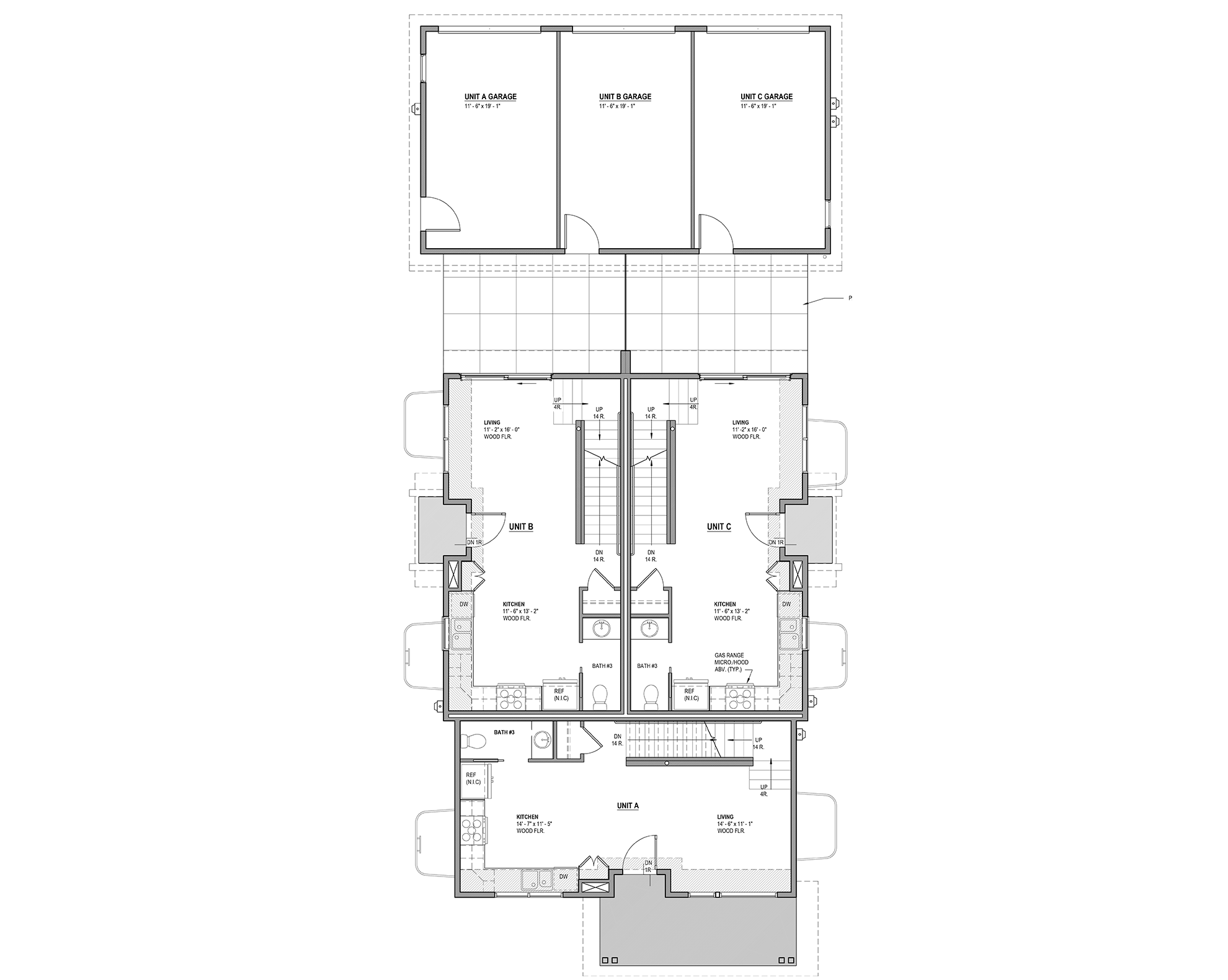 Triplex main level floor plan