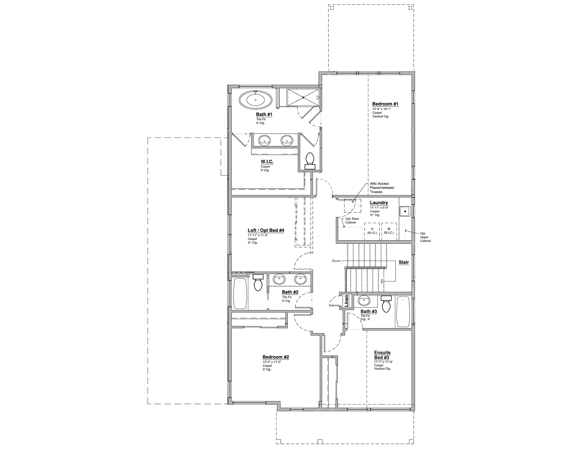 Semi-Custom upper level floor plan