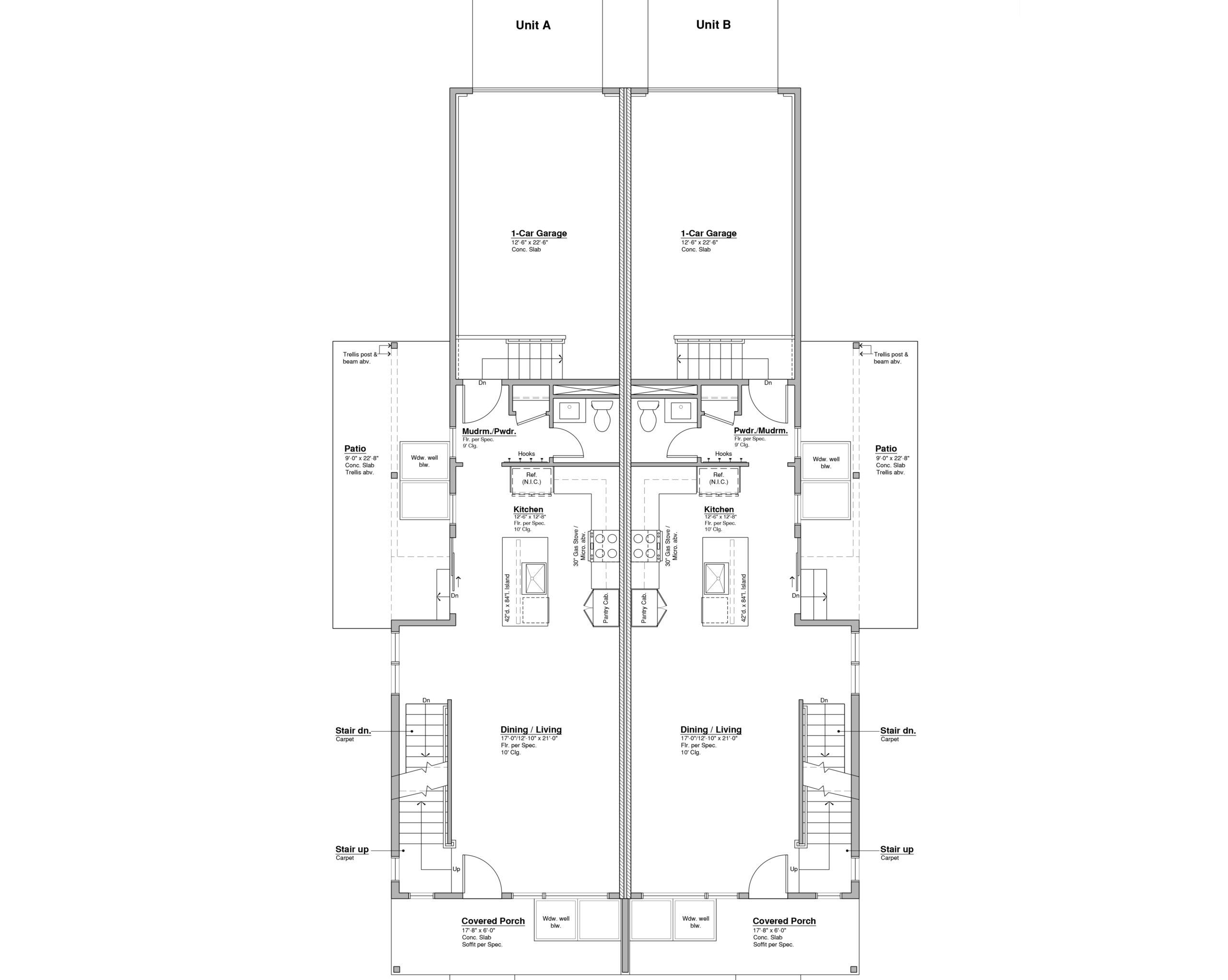 Duplex main level floorplan