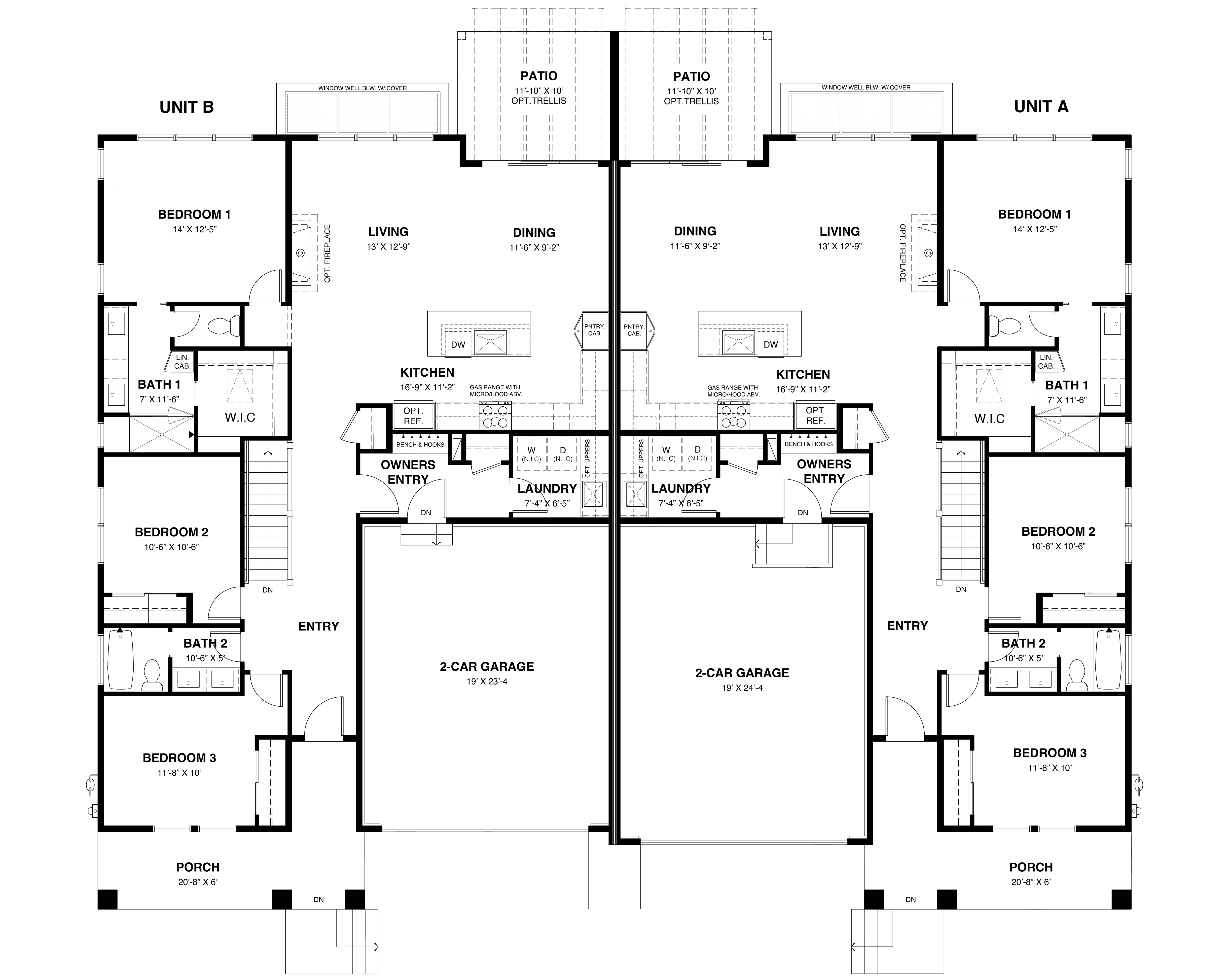 Duplex main level floor plan