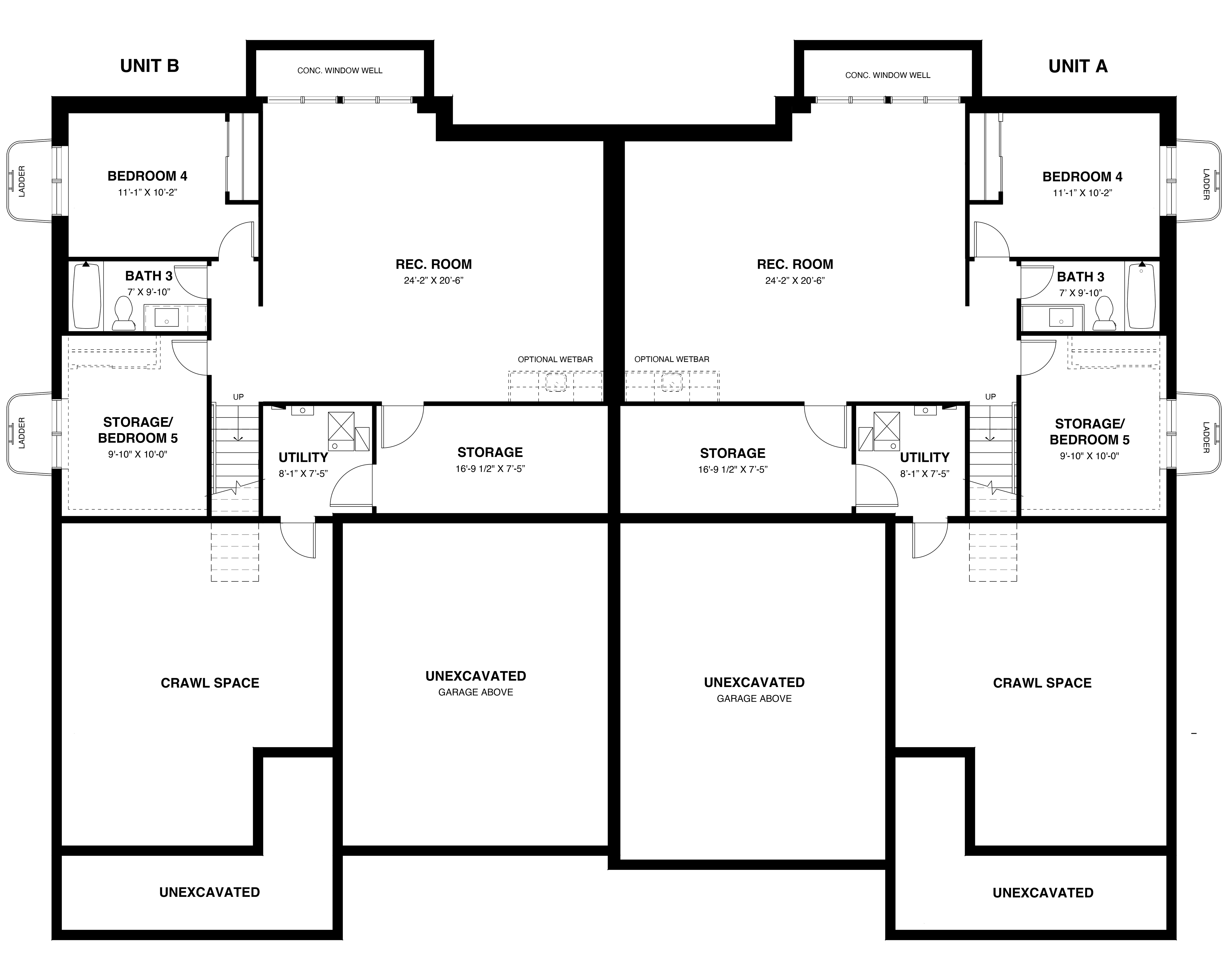 Duplex optional lower level floor plan