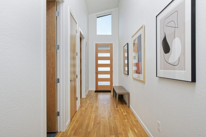 Hallway with modern front door