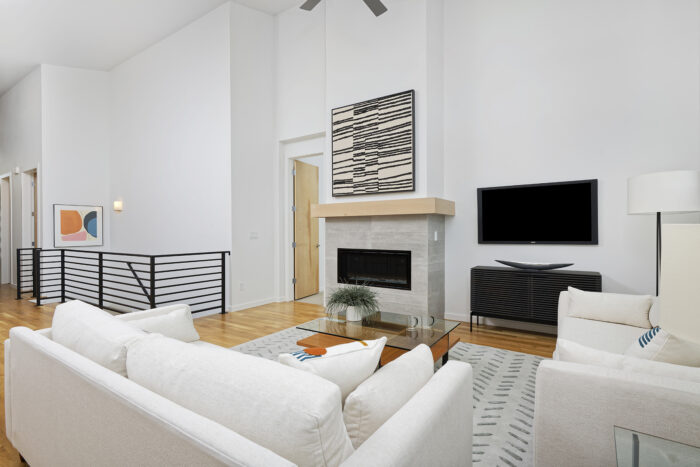 Living room with fireplace